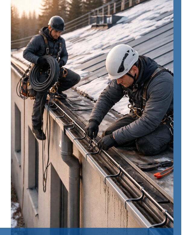 Монтаж греющего кабеля на кровле в Усолье-Сибирском от 464 р. | ВЫСОТНИК-Сль