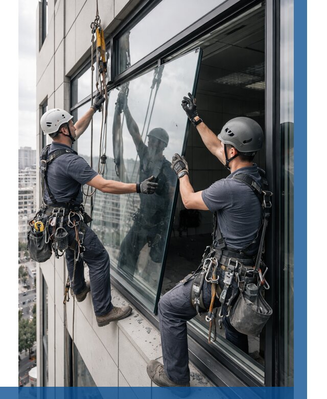 Замена стеклопакетов на высоте в Усолье-Сибирском от 5676 р. | ВЫСОТНИК-Сль