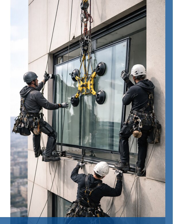 Монтаж стеклопакетов на высоте в Усолье-Сибирском от 3302 р. | ВЫСОТНИК-Сль