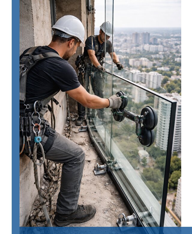 Монтаж стеклянных ограждений под ключ с гарантией в Усолье-Сибирском