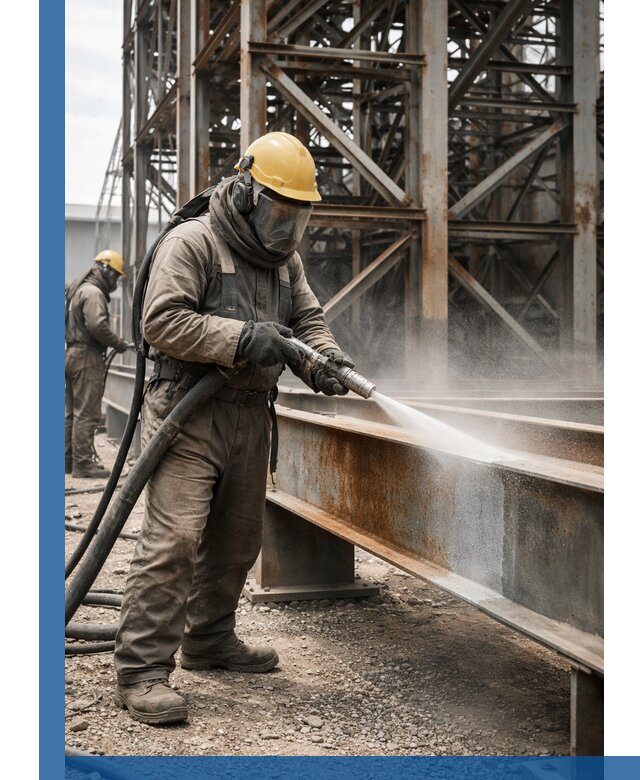 Пескоструйная очистка металлоконструкций в Усолье-Сибирском промышленная