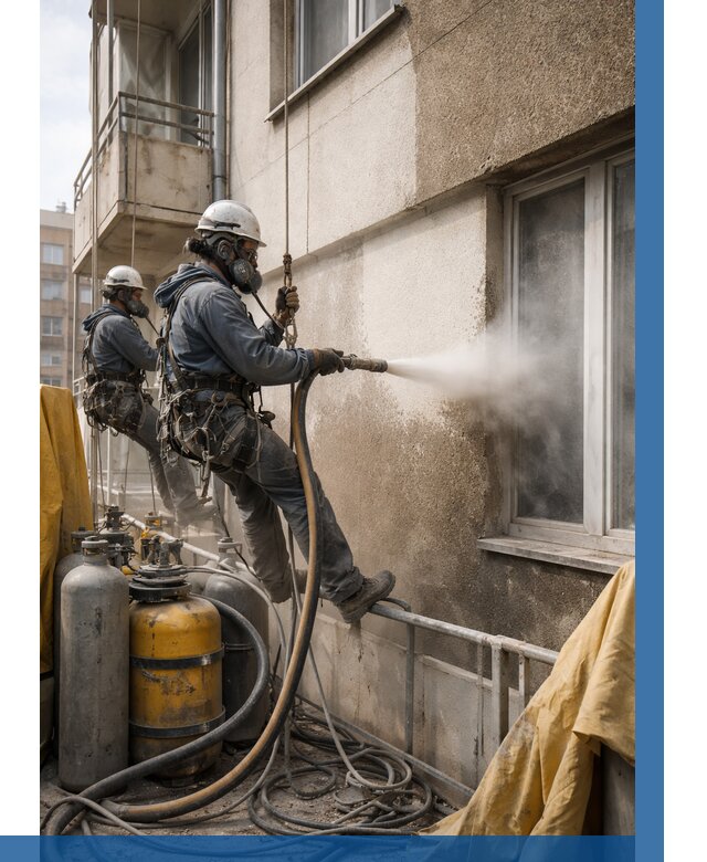 Пескоструйная очистка фасада в Усолье-Сибирском от 671 р. | ВЫСОТНИК-Сль