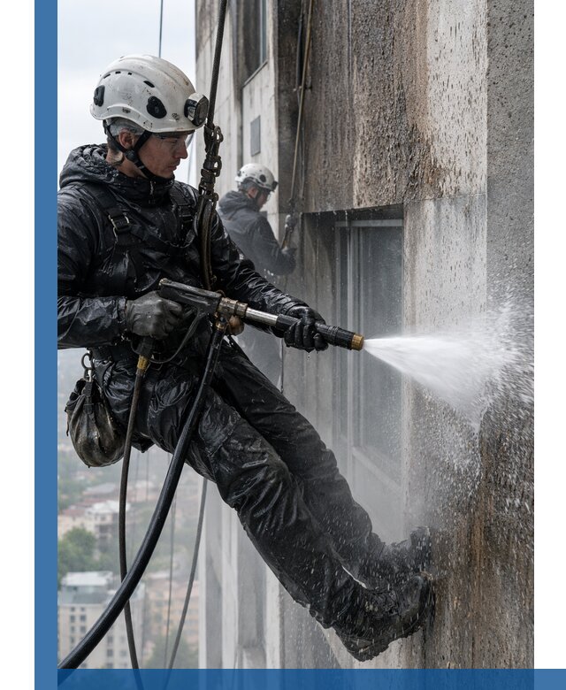 Гидроструйная очистка фасадов и конструкций в Усолье-Сибирском