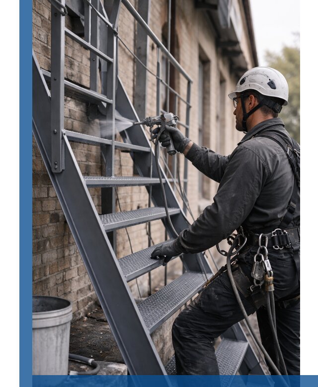 Покраска и антикоррозионная защита пожарных лестниц в Усолье-Сибирском