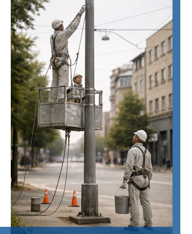 Покраска опор освещения в Усолье-Сибирском от 5160 р. | ВЫСОТНИК-Сль