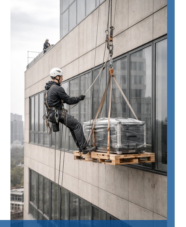 Спуск груза по фасаду в Усолье-Сибирском от 3612 р. | ВЫСОТНИК-Сль