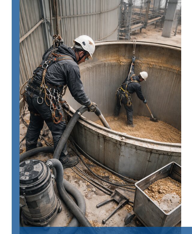 Профессиональная чистка зерновых бункеров в Усолье-Сибирском с выездом