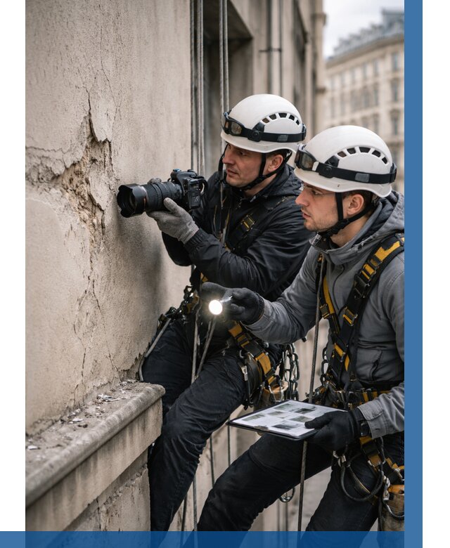 Фотофиксация дефектов фасада в Усолье-Сибирском от 4644 р. | ВЫСОТНИК-Сль