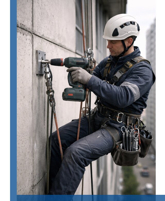 Установка анкерных точек для высотных работ в Усолье-Сибирском