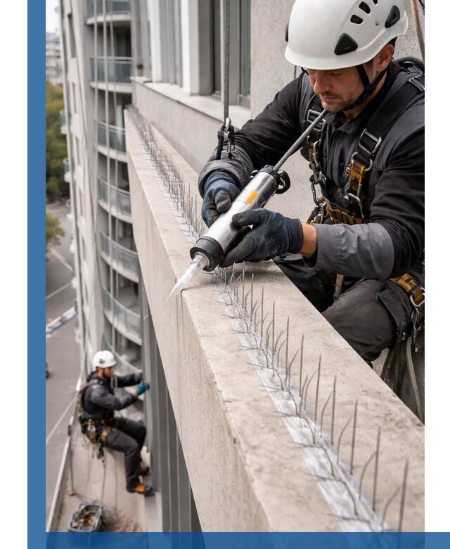 Установка шипов от птиц на фасадах и кровлях в Усолье-Сибирском